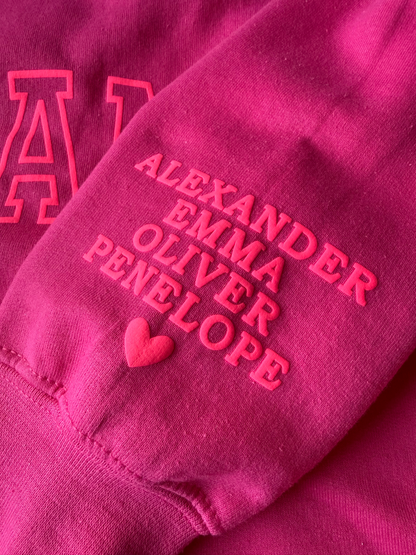 Personalized MAMA Crewneck Sweatshirt with Sleeve Name - Varsity Block