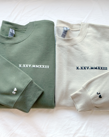 Custom Roman Numeral Couples Crewneck Sweatshirt