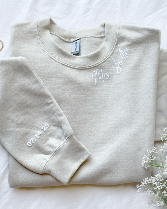 Mrs Neckline Script Crewneck Sweatshirt