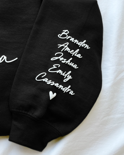 Personalized mama EST Crewneck Sweatshirt with Sleeve Name - Aesthetic Script